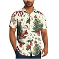 thumbnail image 1 of Men's Christmas Print Blouse Casual Short Sleeve Lapel Button-Down Shirt Top with Pocket, 1 of 5