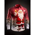 thumbnail image 1 of Men's Christmas Print Shirt Long Sleeve Button-Front with Festive Santa & Snowy Tree Design for Christmas Party and Holiday Gathering Christmas Season Polyester, 1 of 5