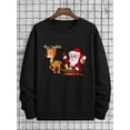 thumbnail image 1 of Men's Christmas Print Sweatshirt with Santa & Reindeer Pattern - Soft Polyester Blend Crew Neck Pullover, Slight Stretch Regular Fit Long Sleeve Knit Sweater for Holiday Parties & Casual Winter Wear, 1 of 5