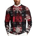 thumbnail image 1 of Men's Christmas Printed Crewneck Long Sleeve Ribbed Knit Pullover Sweater with Christmas Tree Print, Relaxed Fit Casual Business Knitwear for Holiday Parties,Black,L, 1 of 5
