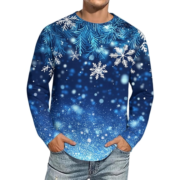 Men's Christmas Printed Imitation Cotton Long Sleeve Shirt, Christmas Tree Pattern Holiday Top, Soft and Breathable for Men's Seasonal Fashion,Ginger,M