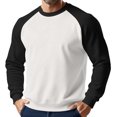 thumbnail image 1 of Men's Christmas Raglan Sleeve Crewneck Fleece Lined Sweatshirt | Warm and Soft Pullover with Holiday Design for Casual Outfits and Winter Layering,Black,L, 1 of 4