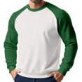 thumbnail image 1 of Men's Christmas Raglan Sleeve Crewneck Fleece Lined Sweatshirt | Warm and Soft Pullover with Holiday Design for Casual Outfits and Winter Layering,Green,M, 1 of 4