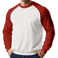 thumbnail image 1 of Men's Christmas Raglan Sleeve Crewneck Fleece Lined Sweatshirt | Warm and Soft Pullover with Holiday Design for Casual Outfits and Winter Layering,Red,L, 1 of 4