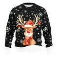thumbnail image 1 of Men's Christmas Reindeer Snowman Penguin Santa and Snowflakes Sweater,Black,S, 1 of 7