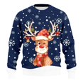 thumbnail image 1 of Men's Christmas Reindeer Snowman Penguin Santa and Snowflakes Sweater,Dark Blue,XL, 1 of 7