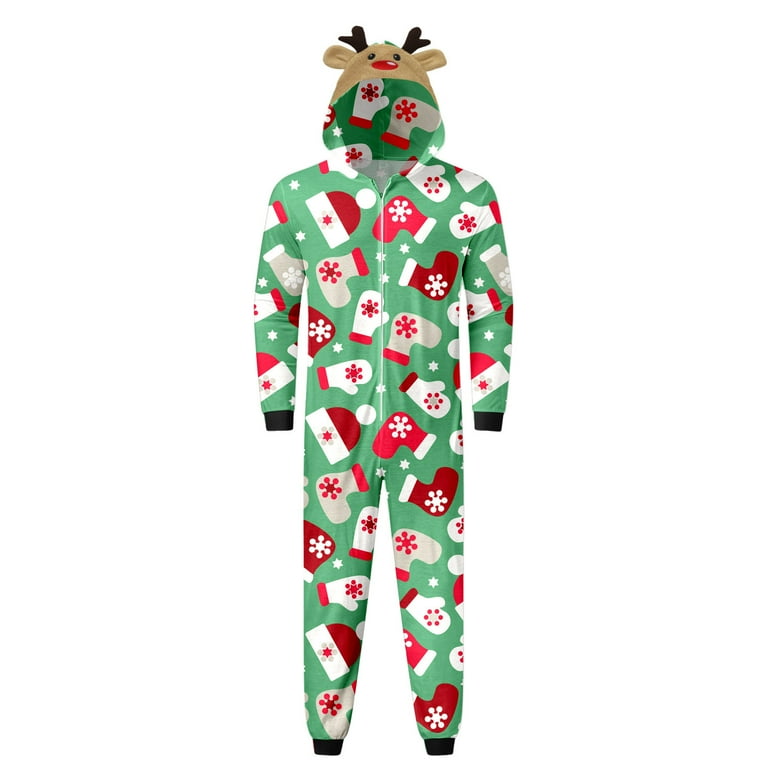 Men s Christmas Santa Print Onesie Pajamas With Hat For Family Christmas Outfits Walmart