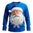thumbnail image 1 of Men's Christmas Santa Print Shirt Long Sleeve Crewneck Pullover Top for Party Blue-2 L, 1 of 3