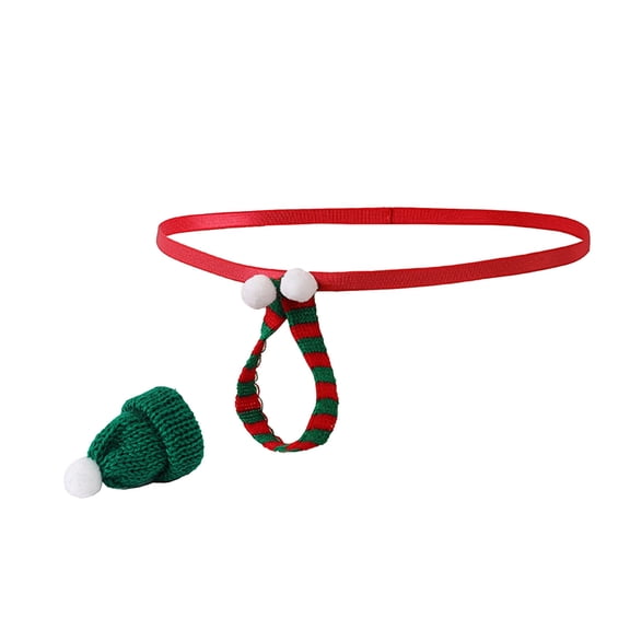 Men's Christmas Santa Underwear Pouch Velvet Sexy Thong Low Rise Jockstrap Pajamas Green One Size