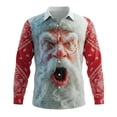 thumbnail image 1 of Men's Christmas Shirt Print Long Sleeve Button Down Lapel Cardigan Tee Red-11 S, 1 of 3