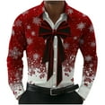 thumbnail image 1 of Men's Christmas Shirt Vintage Long Sleeve Button Down Lapel Cardigan Top Red 5XL, 1 of 3