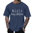 thumbnail image 1 of Men's Christmas Short Sleeve Tee Crewneck T Shirt Navy 3XL, 1 of 4