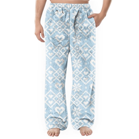 Men's Christmas Snowflake Print Flannel Pocket Casual Pants - Long Home Sleeping Pants for Holiday Season with Cozy and Warm Design,Dark Green,2XL