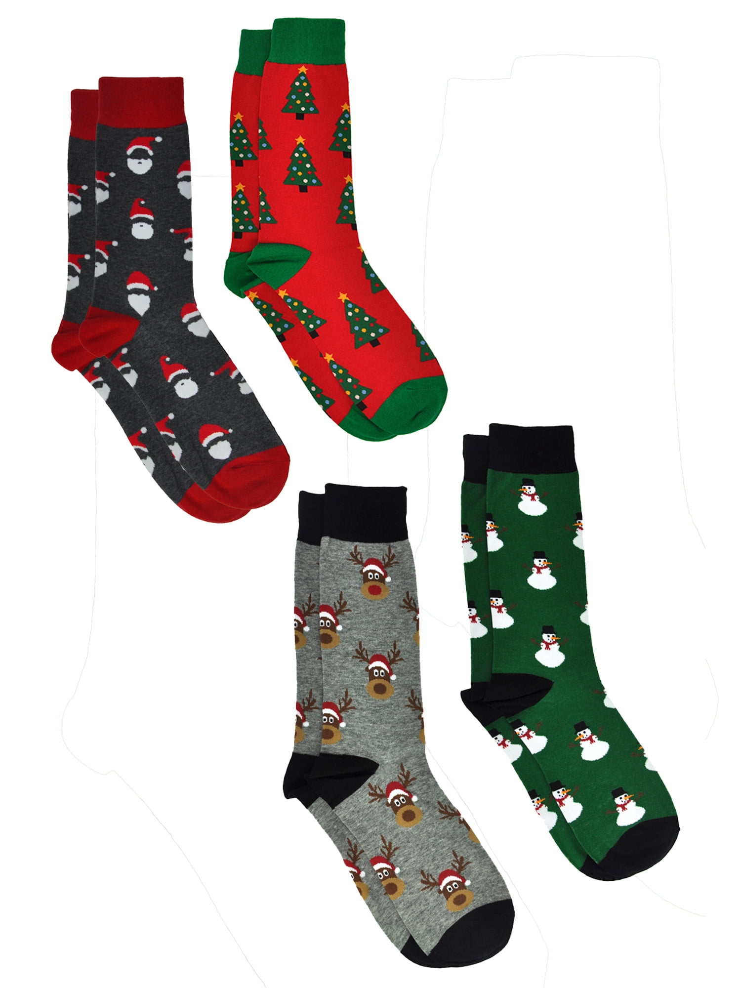 Men's Christmas Socks Santa Claus Trees Snowmen Reindeer Size 1013(4