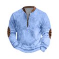 thumbnail image 1 of Men's Christmas Sweater Zip Up Sweatshirts Vintage Knit Graphic Sweatshirt - Xmas Stand Collar Pullover with Solid Color Print for Casual Holiday Style,Cyan,XL, 1 of 7