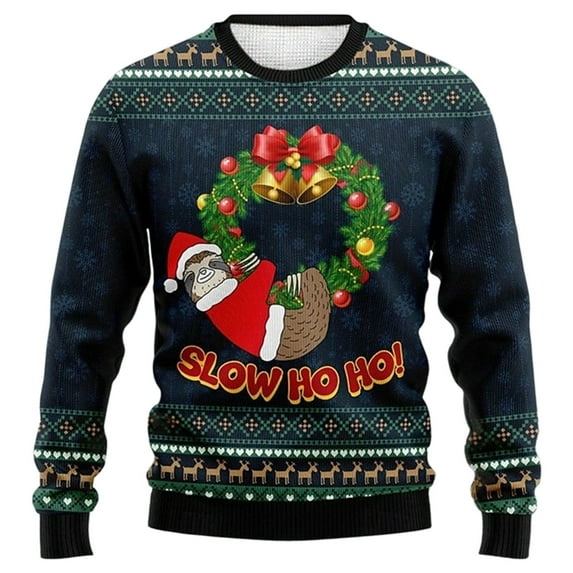 Men's Christmas Sweatshirts Long Sleeve Crewneck Pullover Sweatshirt Xmas Gift Winter Casual Funny Men's Sweatshirt Black M