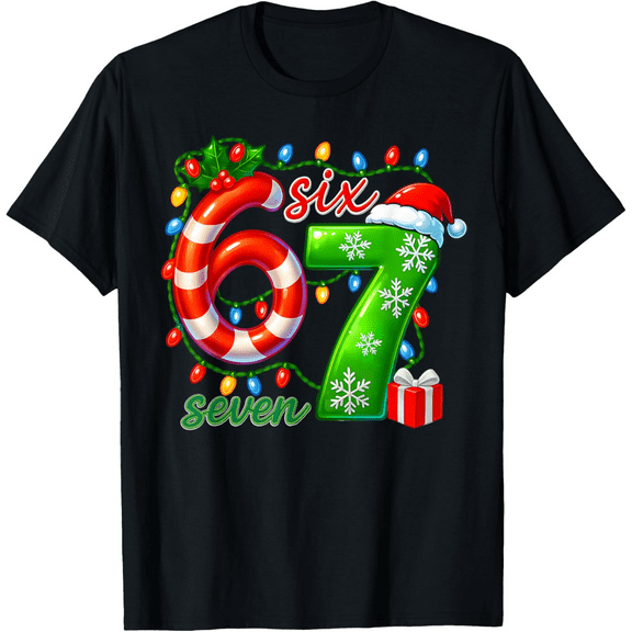 Men’s Christmas T-Shirt 67 Vintage Style Graphic Tee, Soft Cotton Short Sleeve
