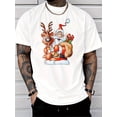 thumbnail image 1 of Men's Christmas T-Shirt - Santa Claus and Reindeer Pattern T-Shirt with Gift Bag Design, Casual Round Neck Short Sleeve Shirt, Suitable for Daily and Special Occasions, Lightweight and Breathable Fab, 1 of 6
