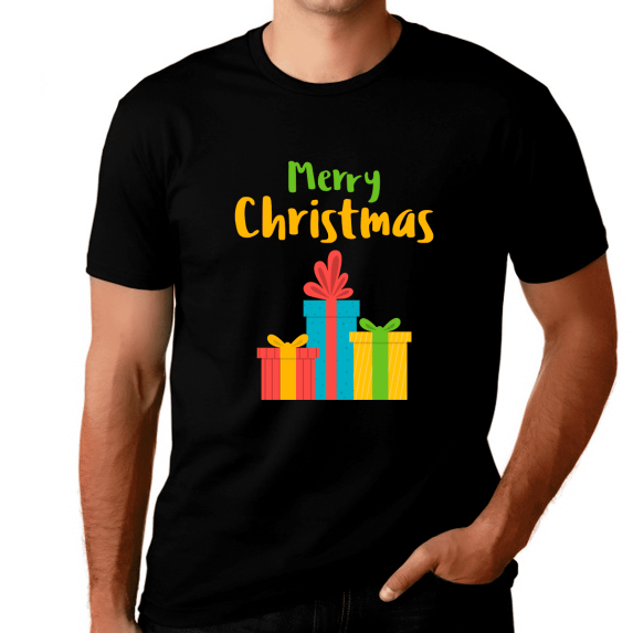Men's Christmas T-Shirt with Colorful Gift Boxes