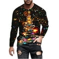 thumbnail image 1 of Men's Christmas T Shirts Santa Xmas Tree Print Pullover Crewneck Graphic Tees Ugly Christmas Sweatshirts, Black 5XL, 1 of 5