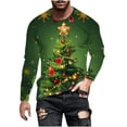 thumbnail image 1 of Men's Christmas T Shirts Santa Xmas Tree Print Pullover Crewneck Graphic Tees Ugly Christmas Sweatshirts, Green L, 1 of 5