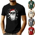 thumbnail image 1 of Men's Christmas T-Shirts Short Sleeve Merry Christmas Santa Claus Graphic Tees Xmas Holiday Party Tees Tops, 1 of 5