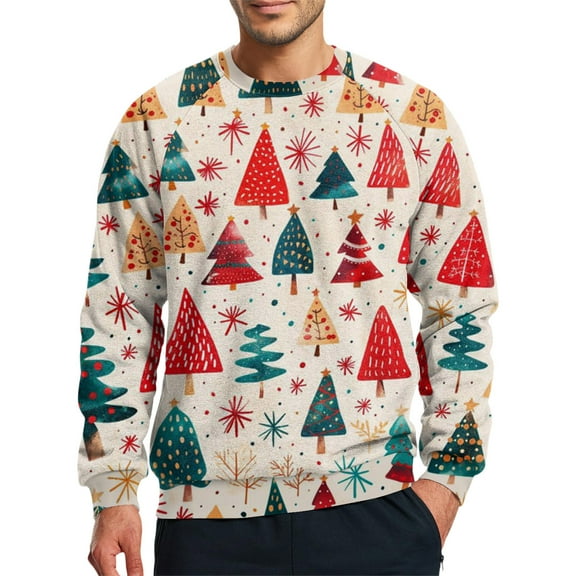 Men's Christmas Theme Print Casual Raglan Sleeve Long Sleeve Pullover Hoodie, Holiday Themed Sweatshirt for Festive Wear,Hot Pink,S