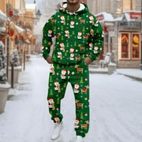 Men's Christmas Tracksuits 2 Piece Set Funny Xmas Graphic Casual Hoodie Sweatshirt And Joggers Sweatpants Sets Fall Fashion Sport Suit Sets Winter Clothes Outfits