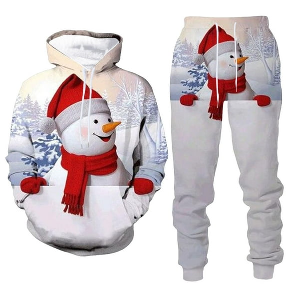 Men's Christmas Tracksuits 2 Piece Set Funny Xmas Graphic Hoodie Sweatshirt And Joggers Sweatpants Sets Casual Comfortable Fall Winter Lounge Pullover Suit Set With Pocket