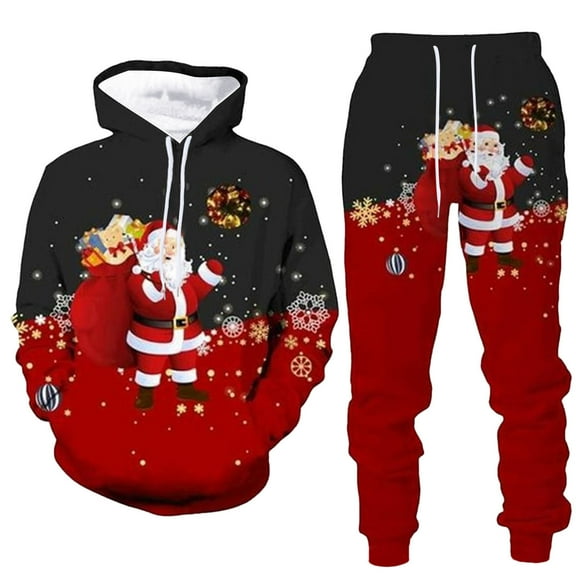 Men's Christmas Tracksuits 2 Piece Set Funny Xmas Graphic Hoodie Sweatshirt And Joggers Sweatpants Sets Casual Comfortable Fall Winter Lounge Sport Suit Set With Pocket
