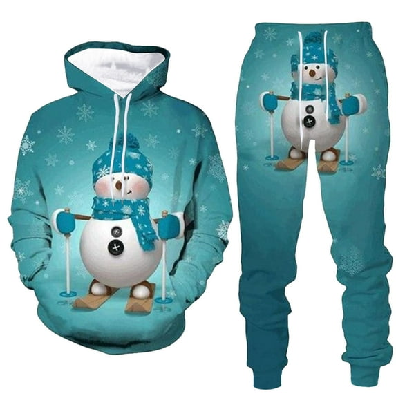 Men's Christmas Tracksuits 2 Piece Set Funny Xmas Graphic Hoodie Sweatshirt And Joggers Sweatpants Sets Casual Comfortable Fall Winter Lounge Sport Suit Set With Pocket