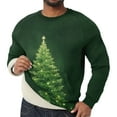 thumbnail image 1 of Men's Christmas Tree Print Hooded Sports Tracksuit Unisex Running Outfits Long Sleeve Pullover Hoodies Sweatshirt with Pockets, Festive Design, Soft and Warm for Holiday Seasons,Army Green,L, 1 of 4