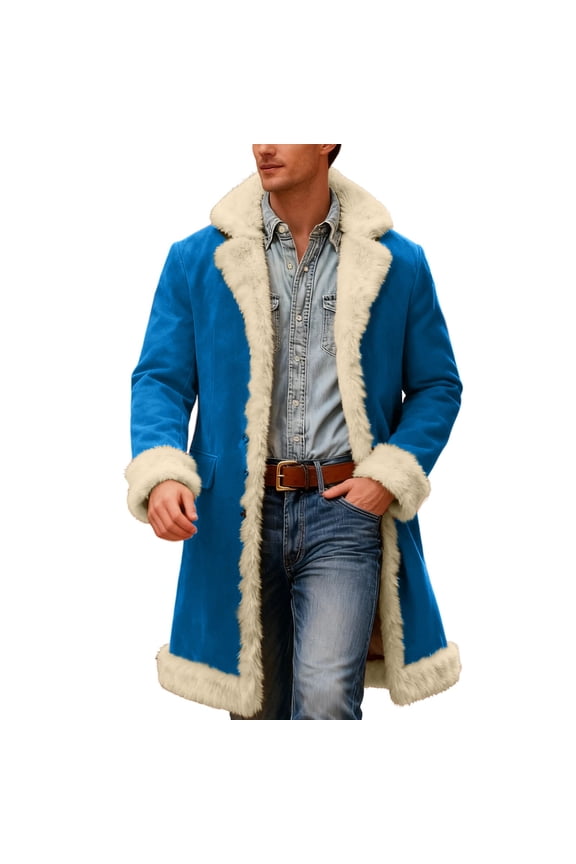 Men's Christmas Winter Coat Solid Color Anorak Warm Theme Outerwear Winter Jacket Cold Weather Casual Indoor Outdoor Blue 3XL
