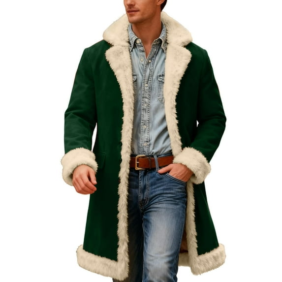 Men's Christmas Winter Coat Solid Color Anorak Warm Theme Outerwear Winter Jacket Cold Weather Casual Indoor Outdoor Dark Green L