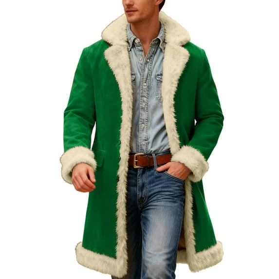 Men's Christmas Winter Coat Solid Color Anorak Warm Theme Outerwear Winter Jacket Cold Weather Casual Indoor Outdoor Green M