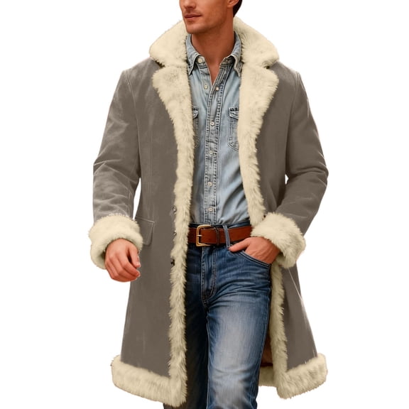 Men's Christmas Winter Coat Solid Color Anorak Warm Theme Outerwear Winter Jacket Cold Weather Casual Indoor Outdoor Grey L