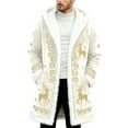 thumbnail image 1 of Men's Christmas Winter Front Print Edge Cardigan Back Cape Knitwear With No Fasteners Beige 4XL, 1 of 4