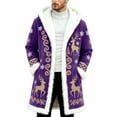 thumbnail image 1 of Men's Christmas Winter Front Print Edge Cardigan Back Cape Knitwear With No Fasteners Purple S, 1 of 4