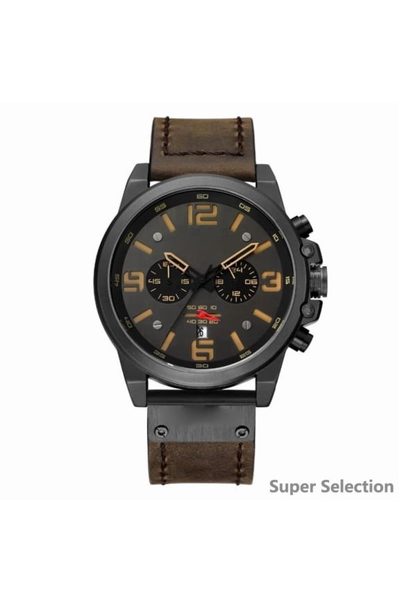 Men's Chronograph Watch With Leather Strap, Luminous Hands And Date Window, Water Resistant 45mm Case Vintage Style Business Casual Quartz Wristwatch