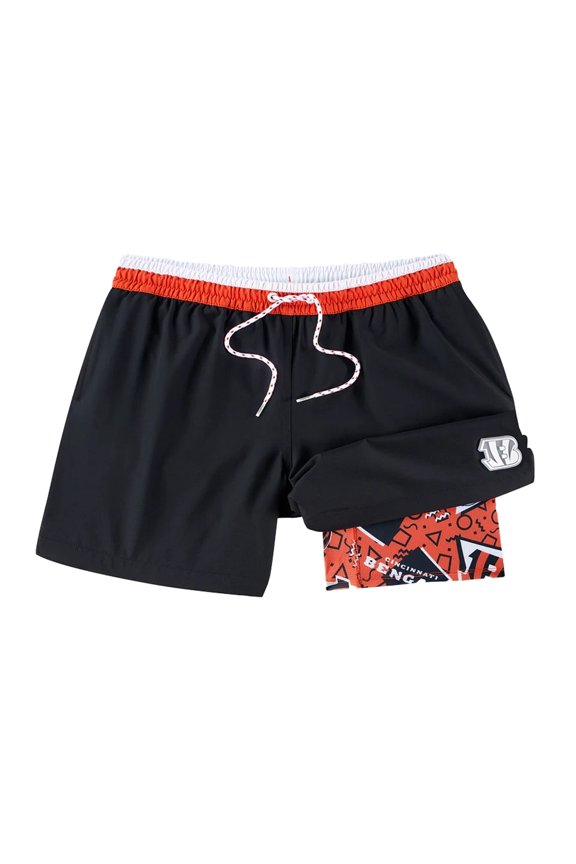 Men's Chubbies Black Cincinnati Bengals The Secret Lined Swim Trunks