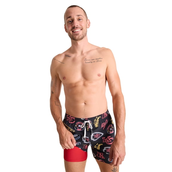 Men's Chubbies Black Kansas City Chiefs The Neon 5.5" Classic Lined Swim Trunks