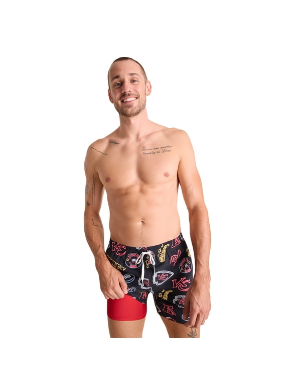 Men's Chubbies Black Kansas City Chiefs The Neon 5.5" Classic Lined Swim Trunks