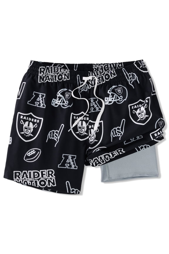 Men's Chubbies Black Las Vegas Raiders The Neon 5.5" Classic Lined Swim Trunks
