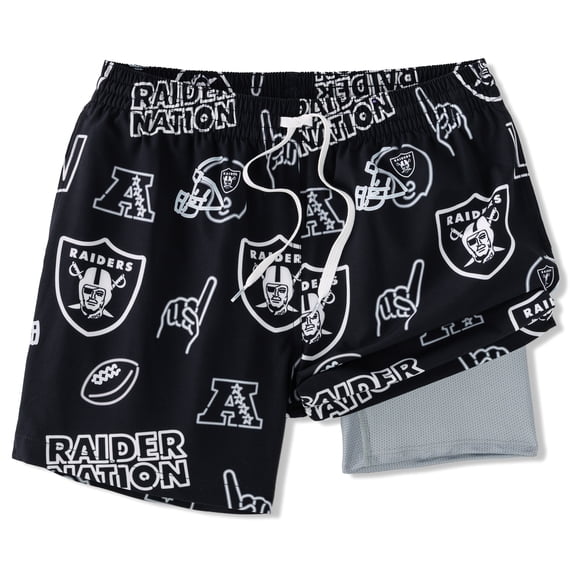Men's Chubbies Black Las Vegas Raiders The Neon 5.5" Classic Lined Swim Trunks