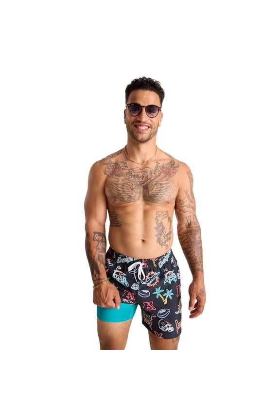 Men's Chubbies Black Miami Dolphins The Neon 5.5" Classic Lined Swim Trunks