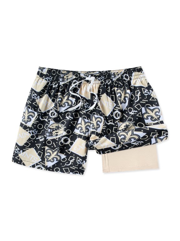 Men's Chubbies Black New Orleans Saints Game Day Fit Classic Lined Swim Trunks