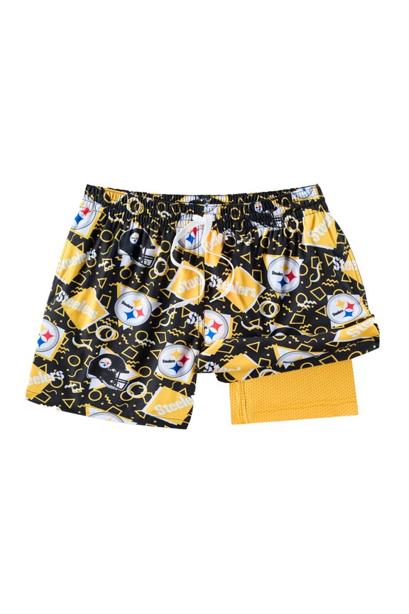 Men's Chubbies Black Pittsburgh Steelers Game Day Fit Classic Lined Swim Trunks