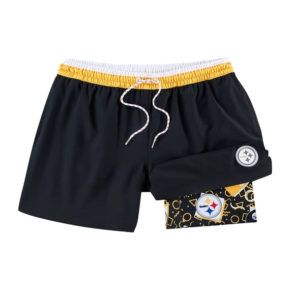 Men's Chubbies Black Pittsburgh Steelers The Secret Lined Swim Trunks