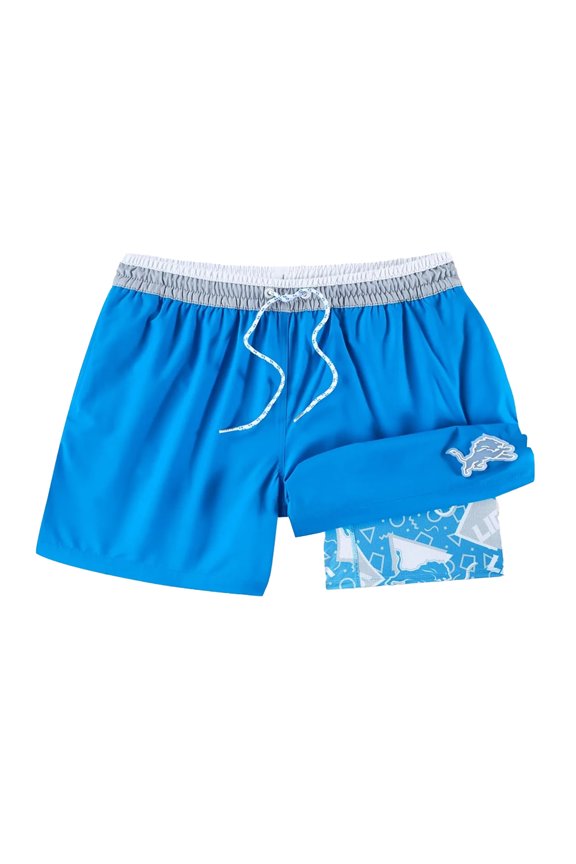 Men's Chubbies Blue Detroit Lions The Secret Lined Swim Trunks