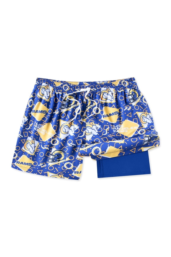 Men's Chubbies Blue Los Angeles Rams Game Day Fit Classic Lined Swim Trunks